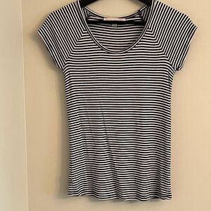 LOFT Black and White Striped Short Sleeve Tee